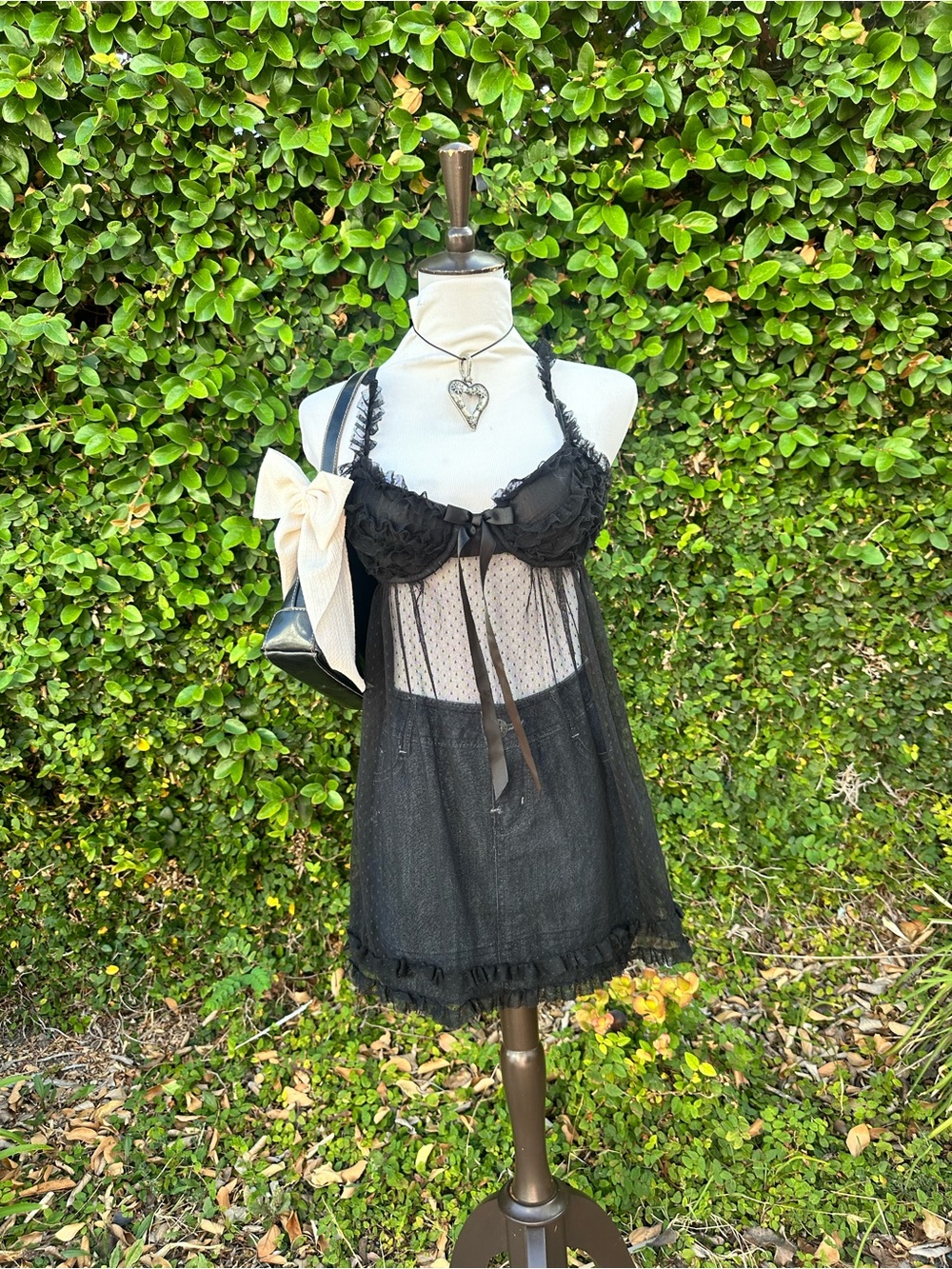 ✨Sheer Black Lace Babydoll lingerie top